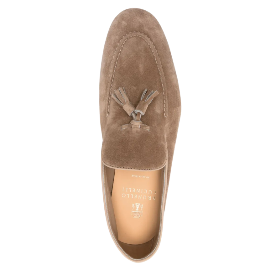 Mocassin BRUNELLO CUCINELLI à glands daim Marron Tobacco