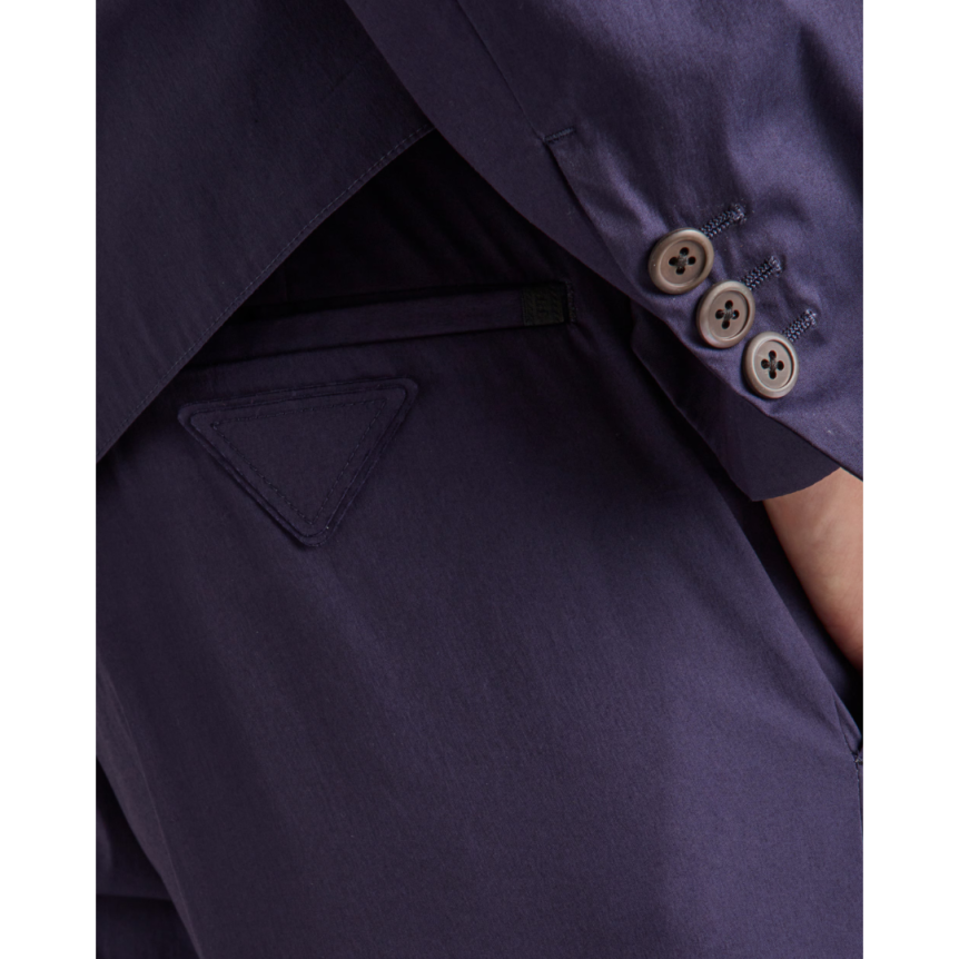 Pantalon ajusté PRADA popeline coton extensible bleu encre