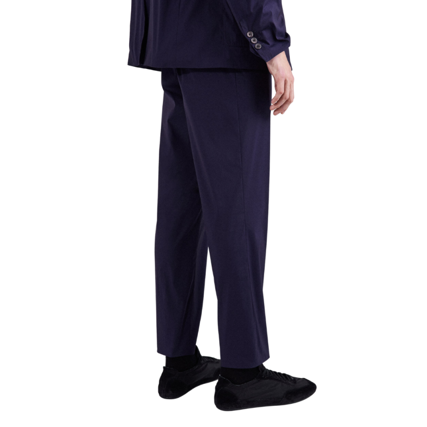 Pantalon ajusté PRADA popeline coton extensible bleu encre