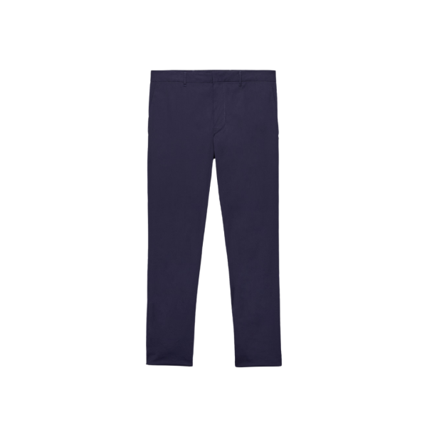 Pantalon ajusté PRADA popeline coton extensible bleu encre
