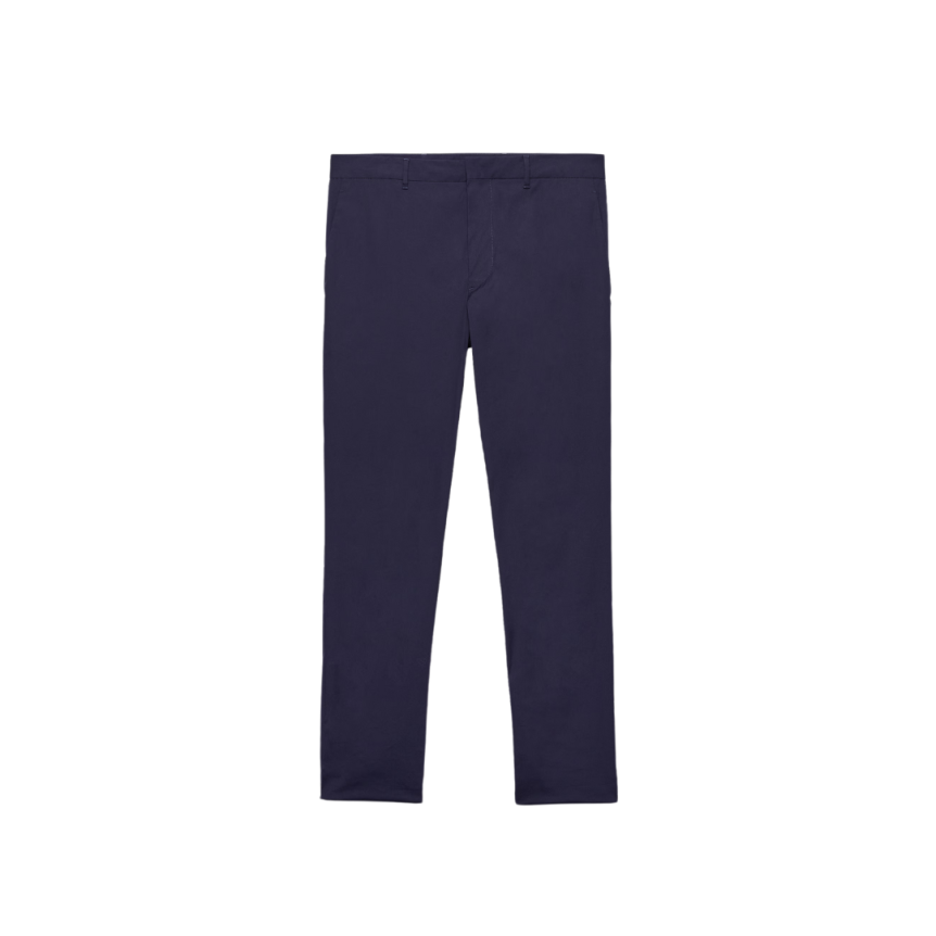 Pantalon ajusté PRADA popeline coton extensible bleu encre