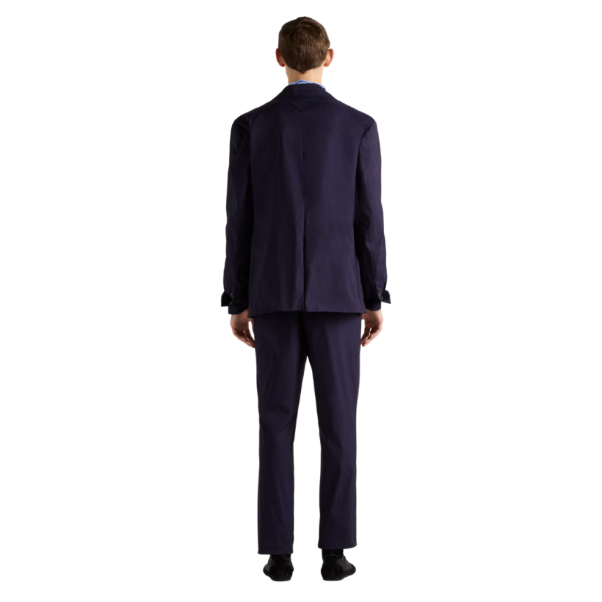 Pantalon ajusté PRADA popeline coton extensible bleu encre