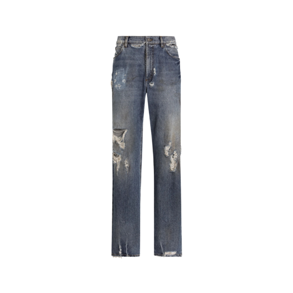 Jean large DOLCE & GABBANA 5 poches denim coton bleu déchiré