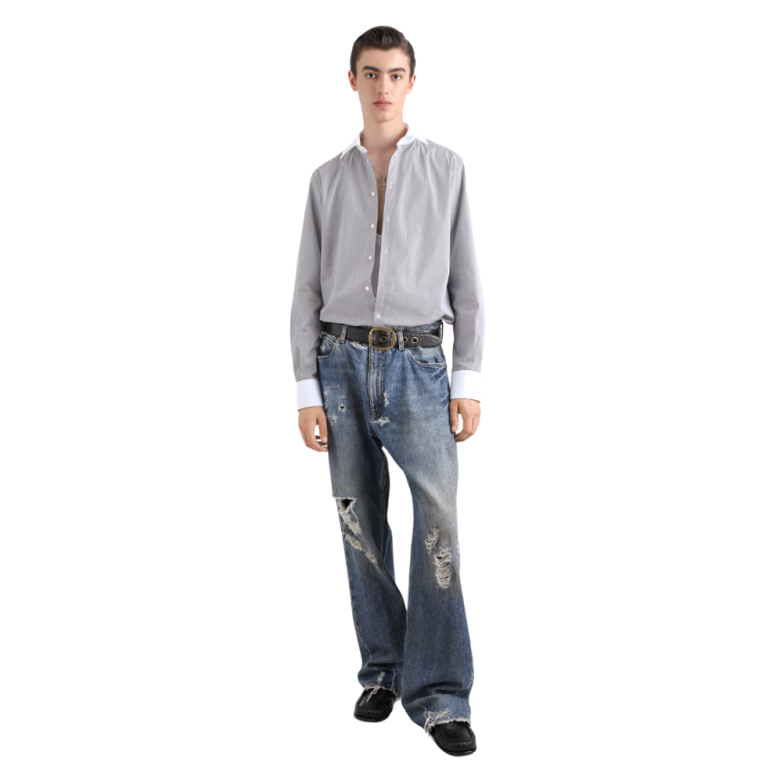 Jean large DOLCE & GABBANA 5 poches denim coton bleu déchiré