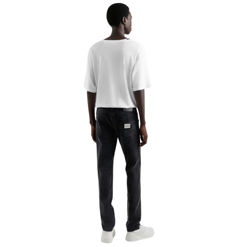 Jean DOLCE & GABBANA 5 poches skinny denim coton stretch gris plaque