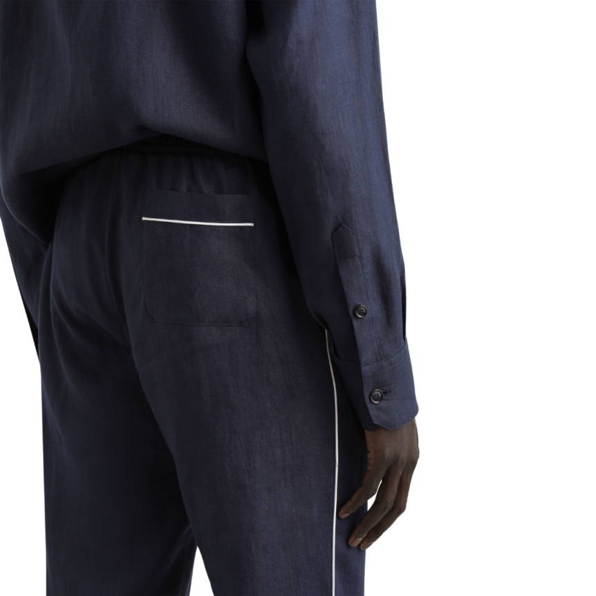 Pantalon de pyjama DOLCE & GABBANA  lin lin bleu marine bande blanche