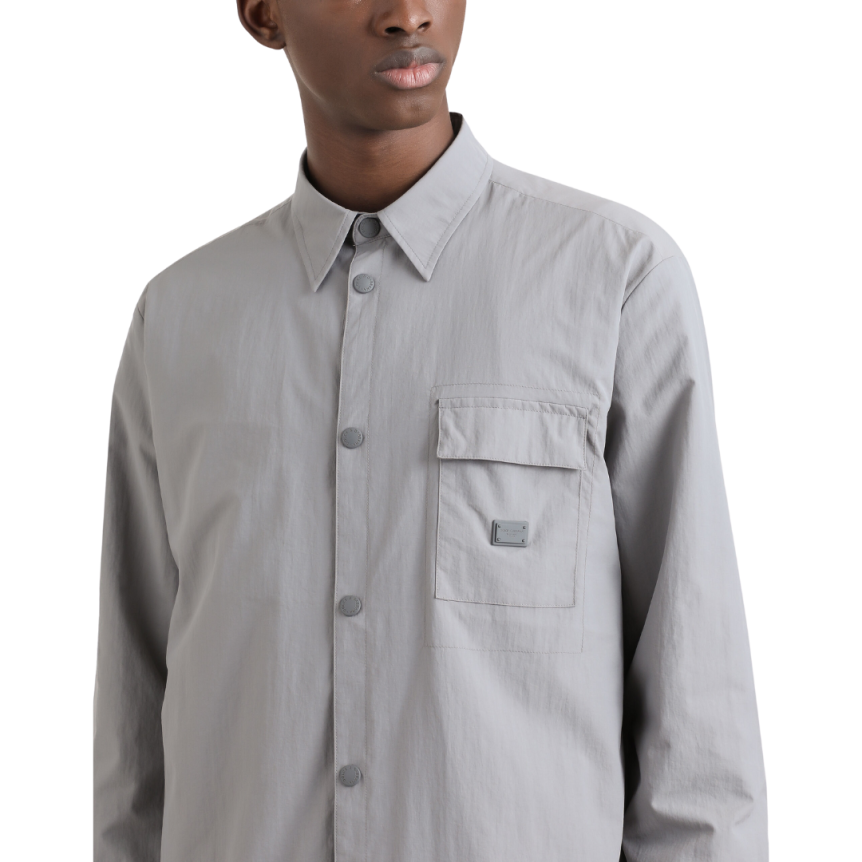 Veste Sur chemise DOLCE & GABBANA pression tissu technique nylon gris étiquette