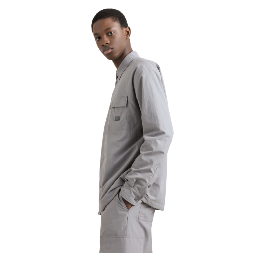 Veste Sur chemise DOLCE & GABBANA pression tissu technique nylon gris étiquette