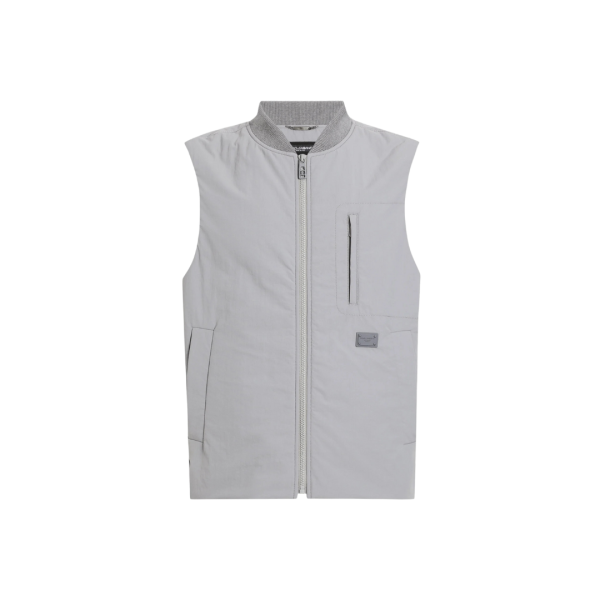 Gilet DOLCE & GABBANA tissu technique rembourré nylon gris clair étiquette