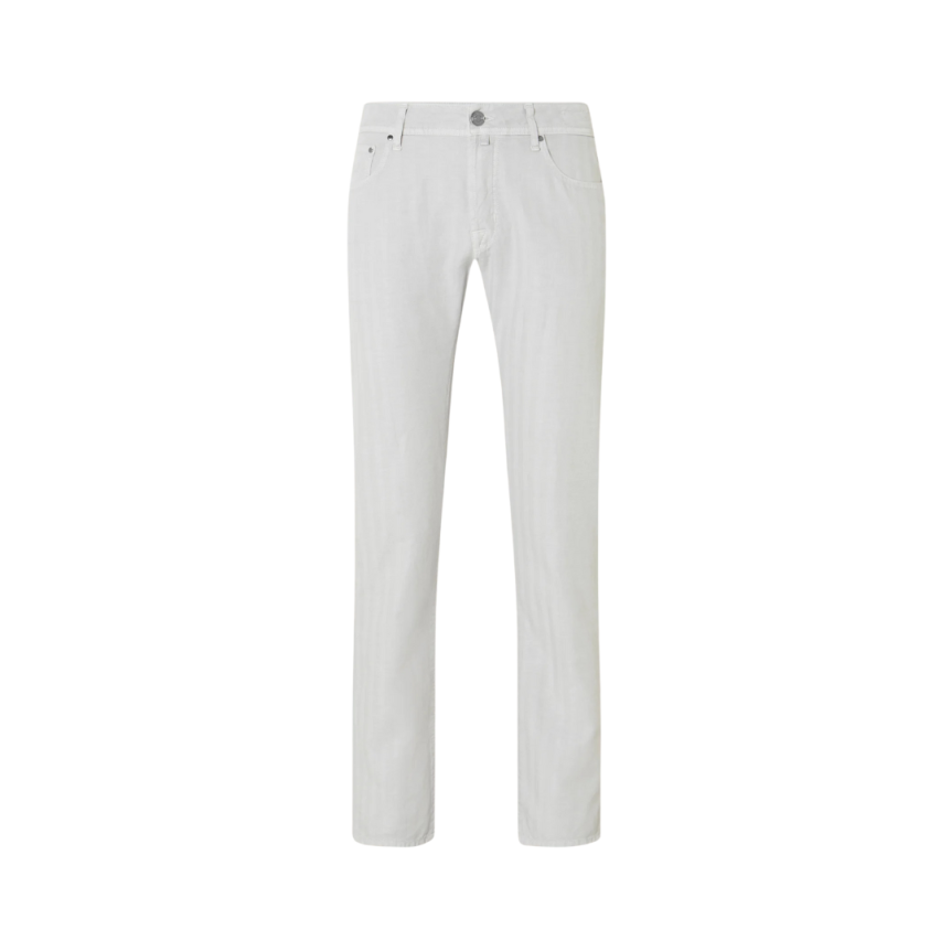 Pantalon jean JACOB COHEN Bard slim lin coton chevrons gris clair
