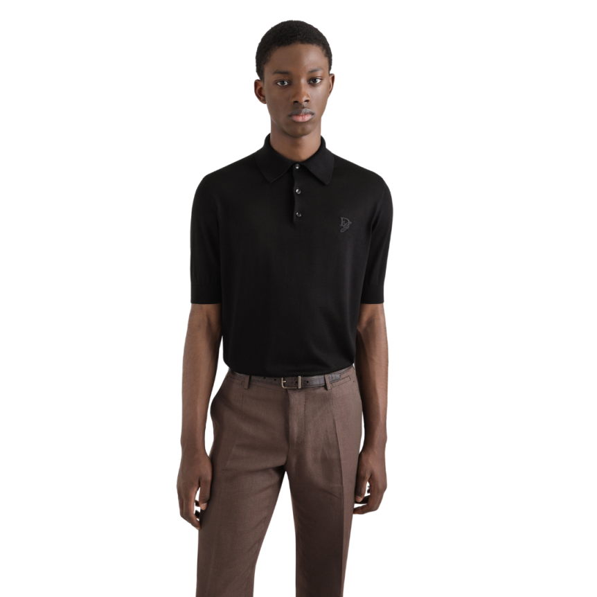 Polo DOLCE & GABBANA soie noire broderie DG