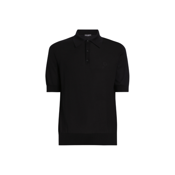Polo DOLCE & GABBANA soie noire broderie DG