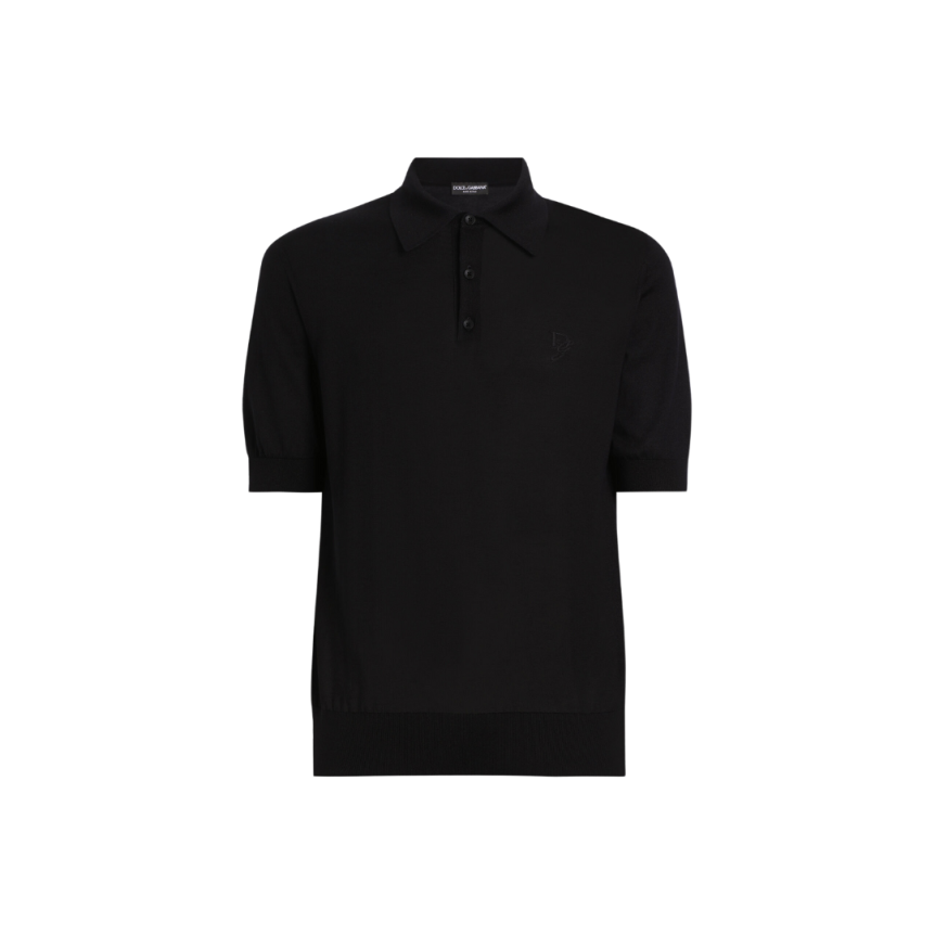 Polo DOLCE & GABBANA soie noire broderie DG