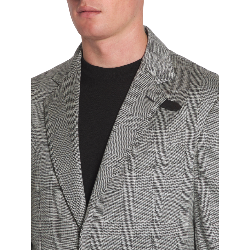 Veste droite BRIONI laine prince de galles col cuir