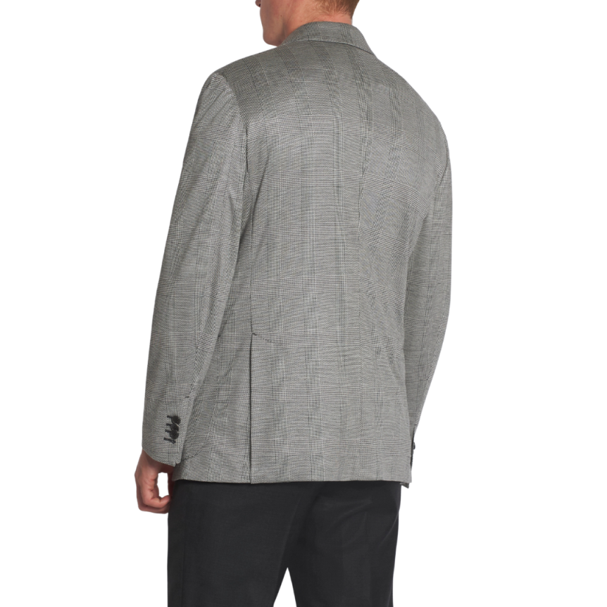 Veste droite BRIONI laine prince de galles col cuir