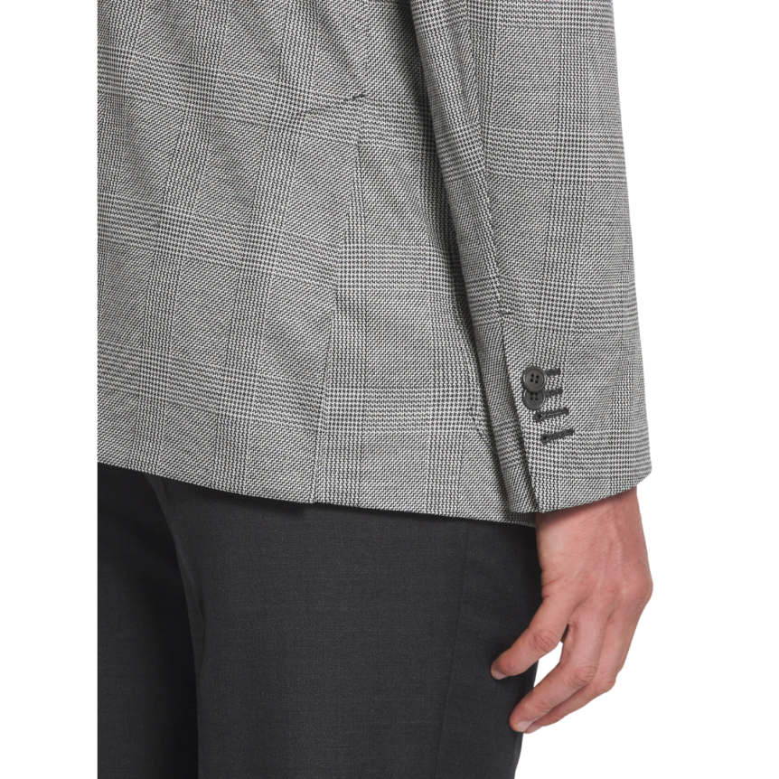 Veste droite BRIONI laine prince de galles col cuir