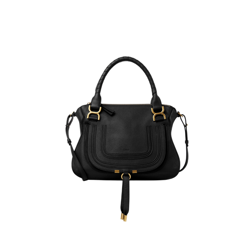 Sac porté épaule CHLOE Marcie cuir veau grainé noir