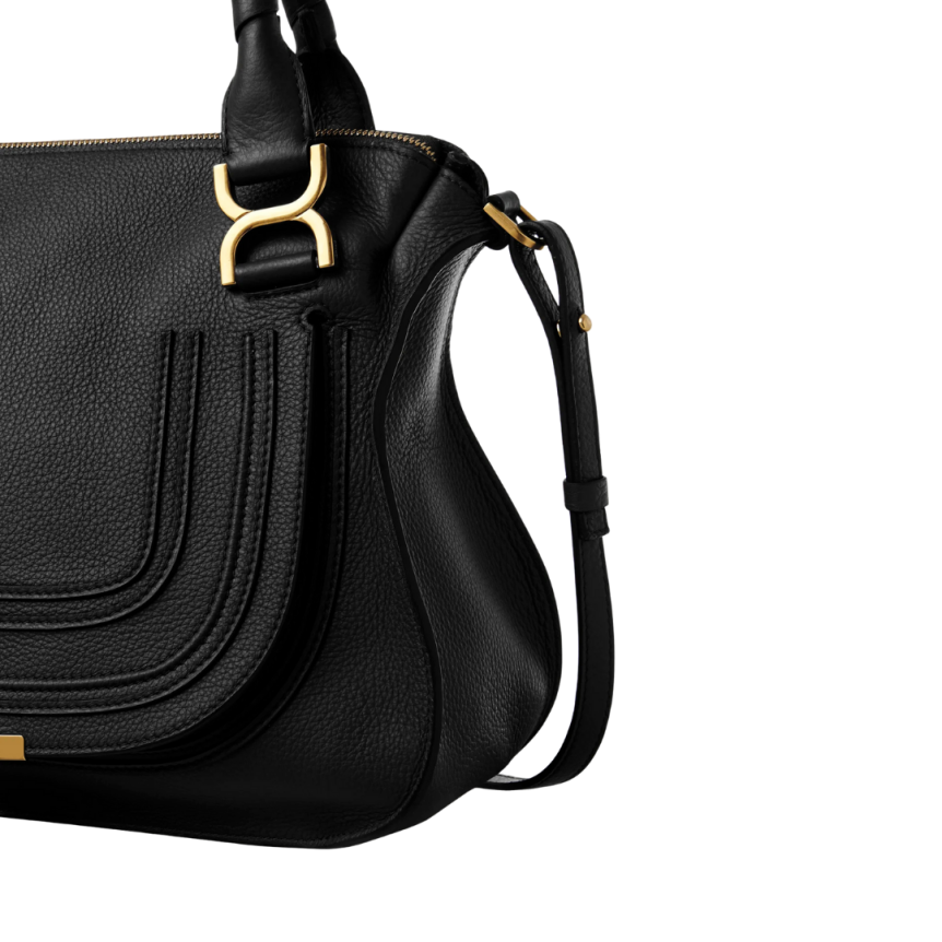 Sac porté épaule CHLOE Marcie cuir veau grainé noir