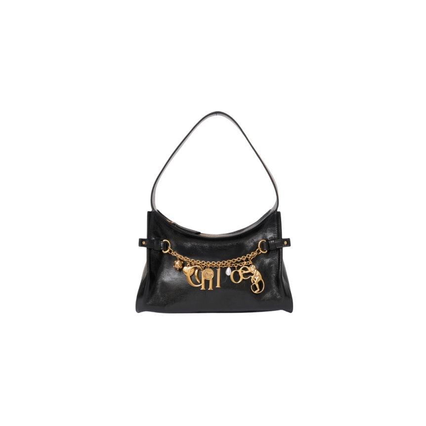 Sac porté épaule CHLOE Marcie cuir veau grainé noir