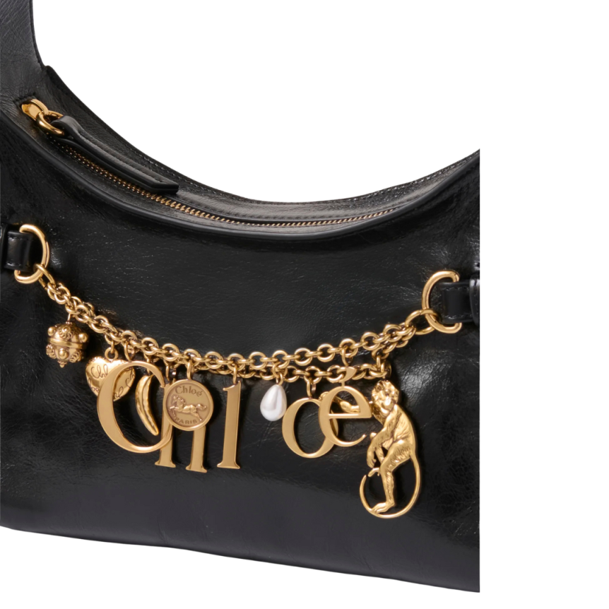 Sac porté épaule CHLOE Marcie cuir veau grainé noir