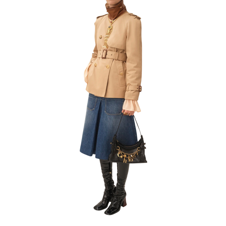 Sac porté épaule CHLOE Marcie cuir veau grainé noir