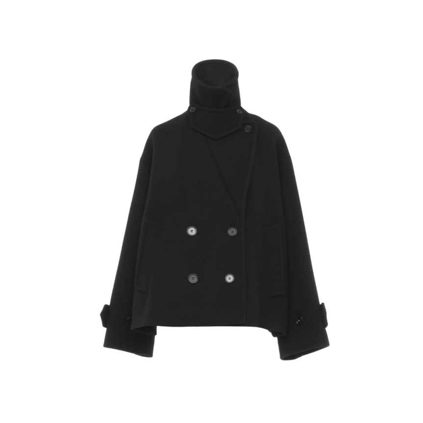 Manteau court CHLOE Caban oversize laine noire