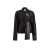 Veste portefeuille ceinture à nouer cuir agneau plongé noir