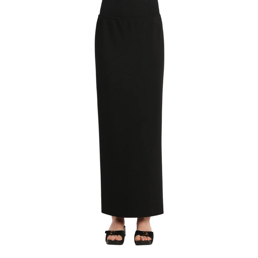 Jupe longue KHAITE Lilth jersey viscose noir taille élastique fendue