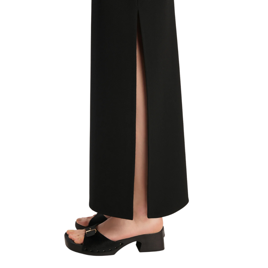 Jupe longue KHAITE Lilth jersey viscose noir taille élastique fendue