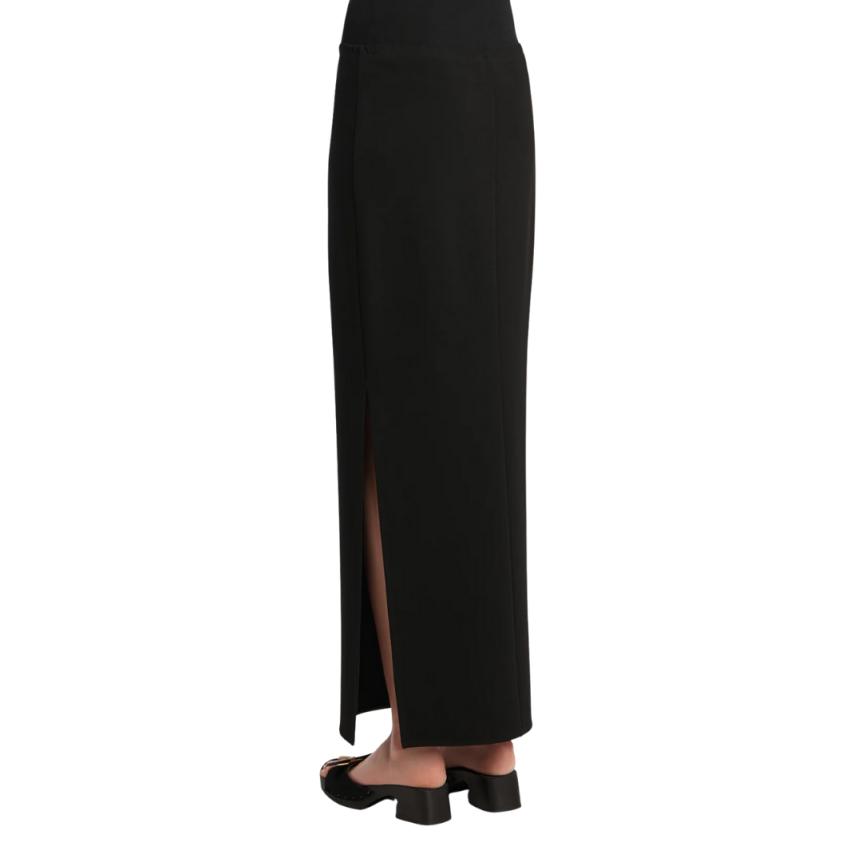 Jupe longue KHAITE Lilth jersey viscose noir taille élastique fendue