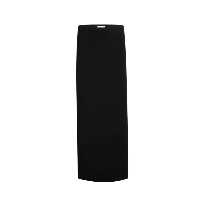 Jupe longue KHAITE Lilth jersey viscose noir taille élastique fendue