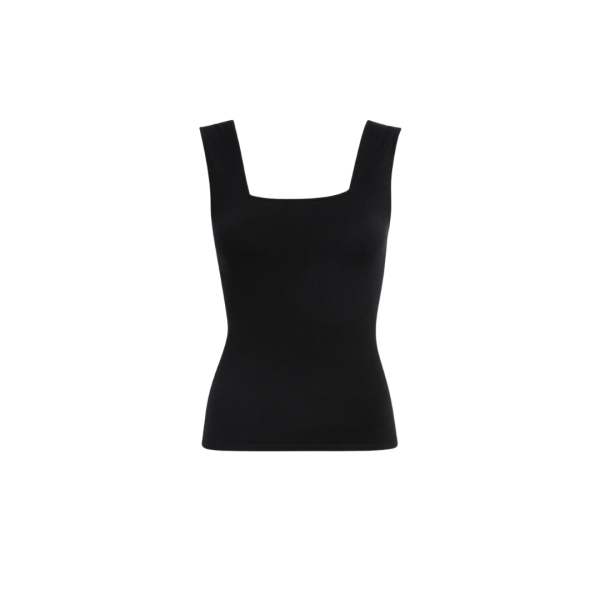 Top débardeur KHAITE Sani maille laine mérinos noir col dos carré