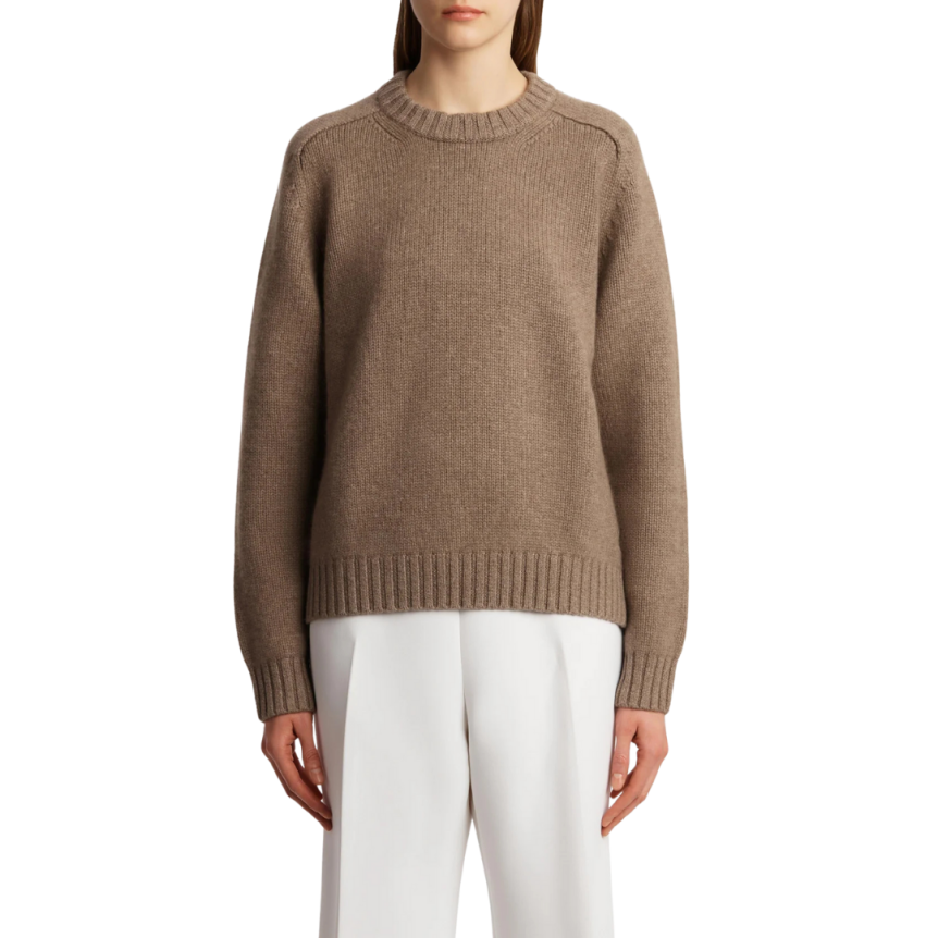 Pull long col rond KHAITE Maé cachemire marron