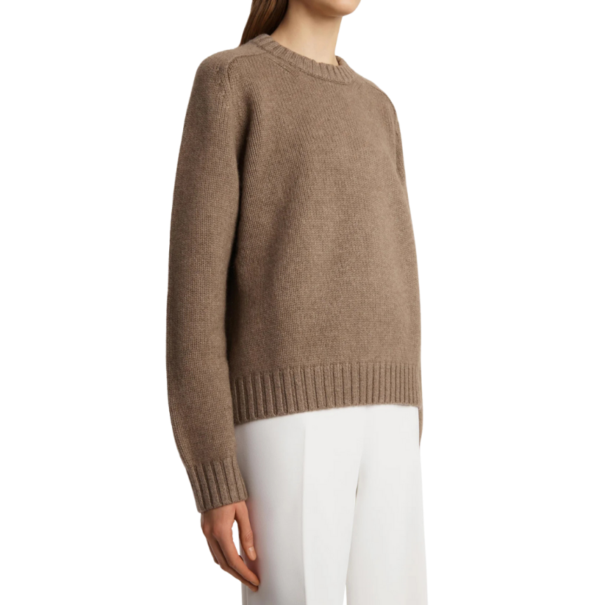 Pull long col rond KHAITE Maé cachemire marron