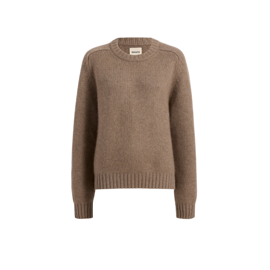 Pull long col rond KHAITE Maé cachemire marron