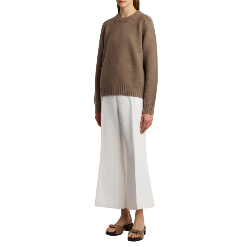 Pull long col rond KHAITE Maé cachemire marron