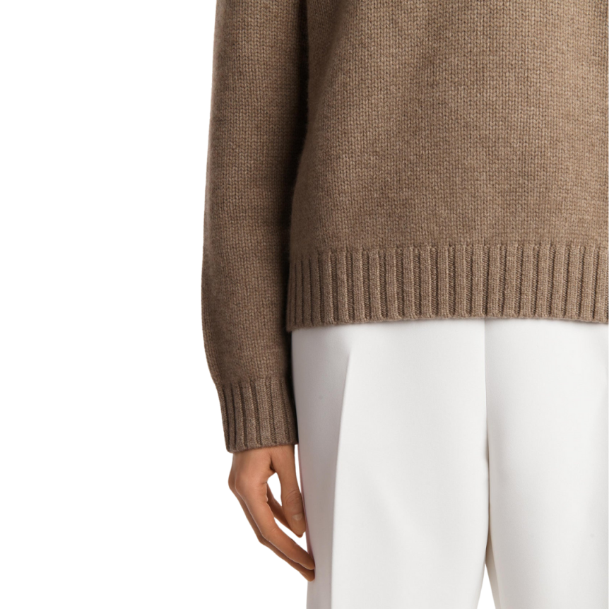 Pull long col rond KHAITE Maé cachemire marron