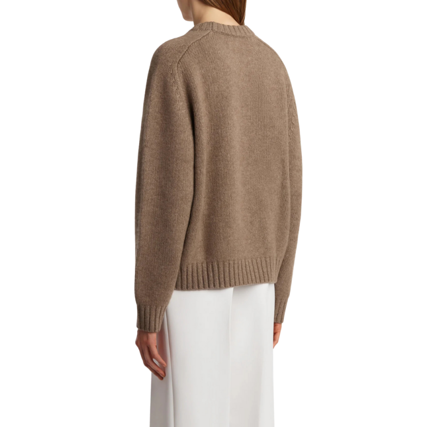 Pull long col rond KHAITE Maé cachemire marron