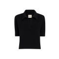 Pull Shrunken col polo manche courte cachemire noir