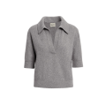 Pull Shrunken col polo manche courte cachemire gris