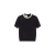 Pull manche courte col rond laine vierge noire broderie col bijou
