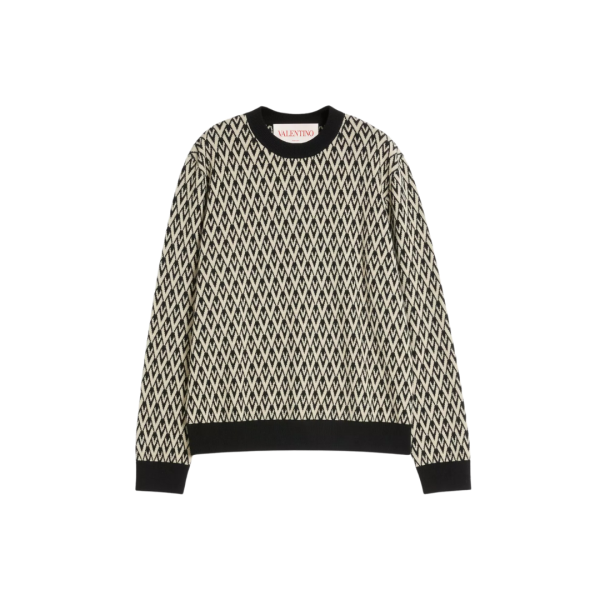 Pull ras-du-cou VALENTINO laine V logo jacquard all-over