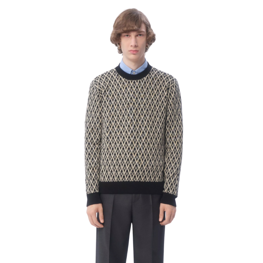 Pull ras-du-cou VALENTINO laine V logo jacquard all-over