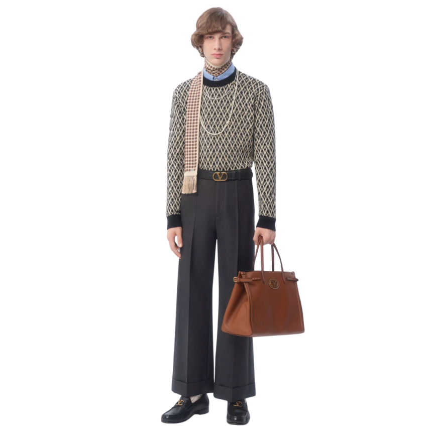 Pull ras-du-cou VALENTINO laine V logo jacquard all-over