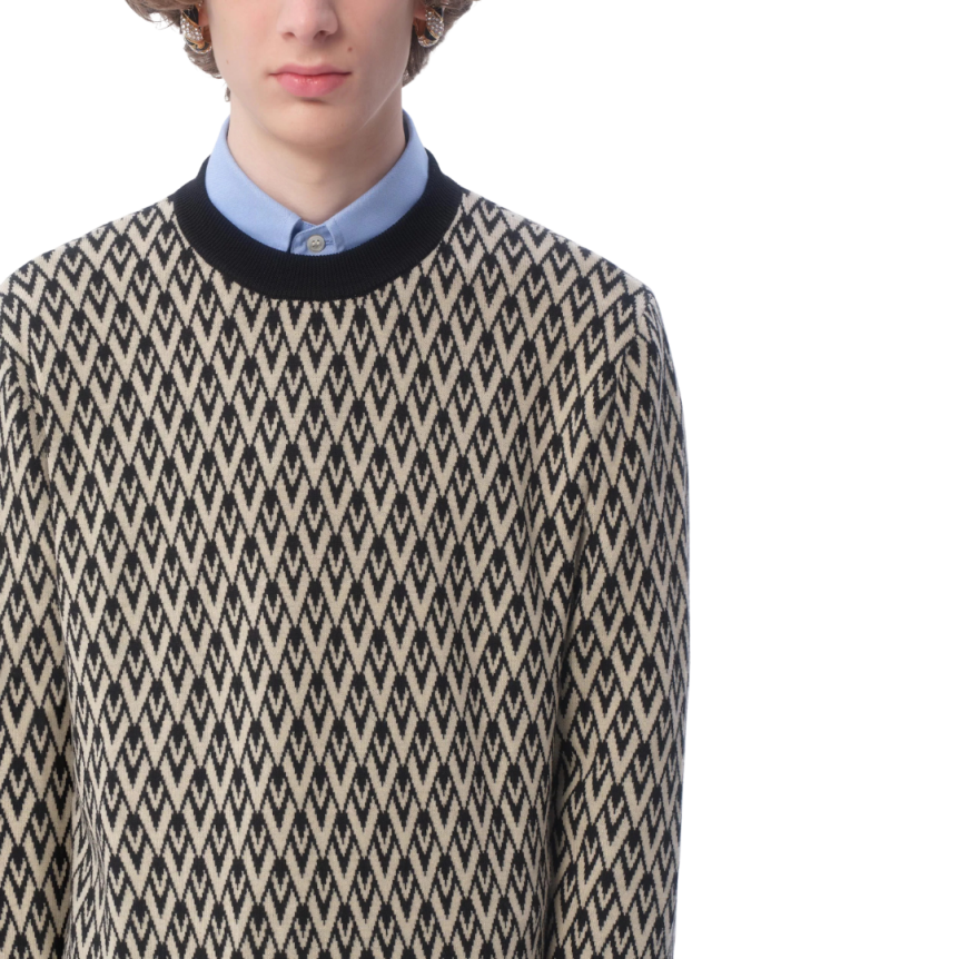 Pull ras-du-cou VALENTINO laine V logo jacquard all-over