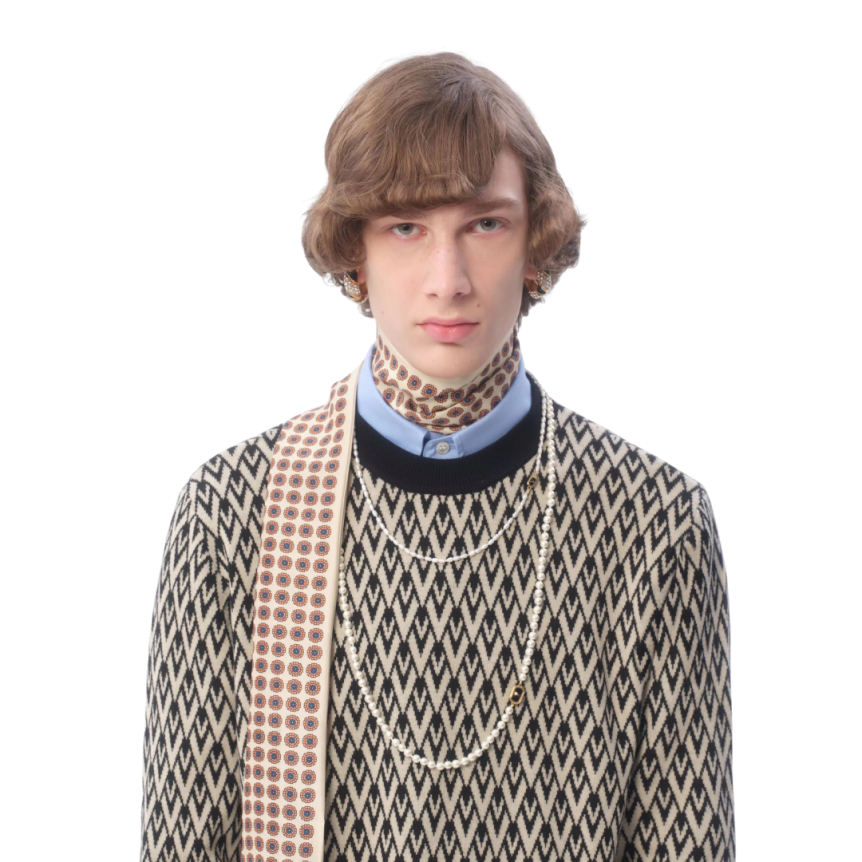 Pull ras-du-cou VALENTINO laine V logo jacquard all-over