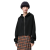 Sweatshirt à capuche zippé laine noire anagramme 3D matelassé dos