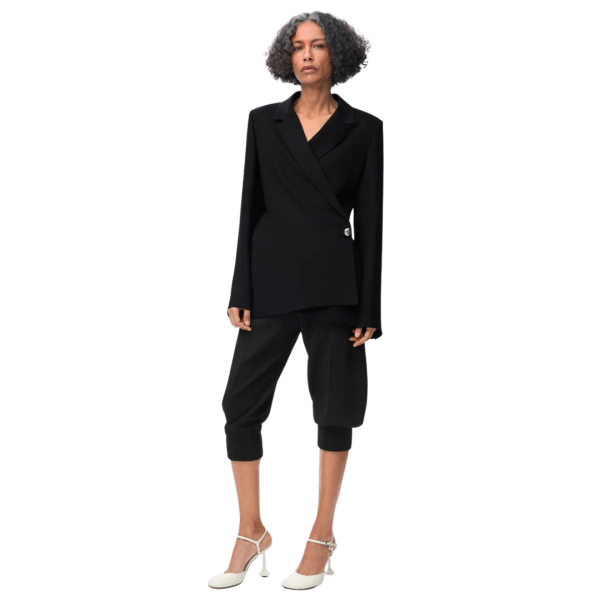 LOEWE Veste portefeuille Cady viscose stretch noir bouton Pebble anagramme