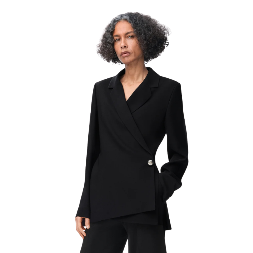 LOEWE Veste portefeuille Cady viscose stretch noir bouton Pebble anagramme