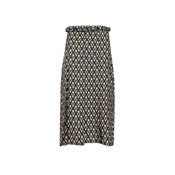 Jupe midi VALENTINO plissée soie écrue V Logo noir